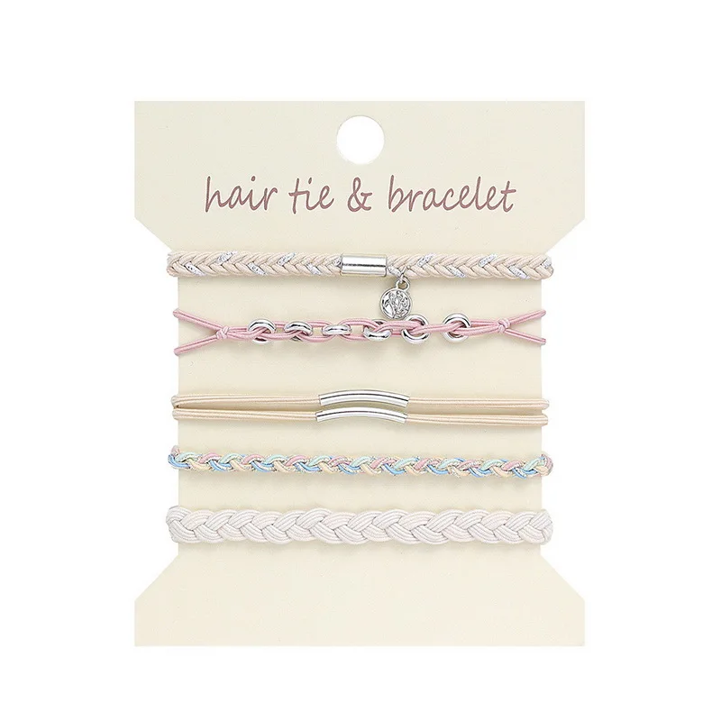 5 teile/satz Böhmen Armband haargummi für frauen Retro Boho Haar Gummibänder elastische schwarz haar seil Schmuck luxus zubehör – Detail 10
