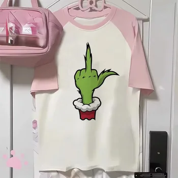 Aesthetics T-shirt Christmas Printed Top Tees Women Punk Kawaii Pastel Shirt Retro Graphic Women Classic T Shirt Girls 1