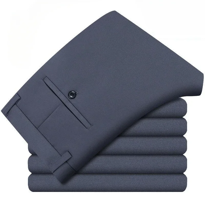 thumbnail image 1 of Pantalones para hombre rectos de sastrería social para hombre, pantalones de traje elásticos negros para negocios, ajustados, elásticos, de alta calidad, formales, 1 of 5