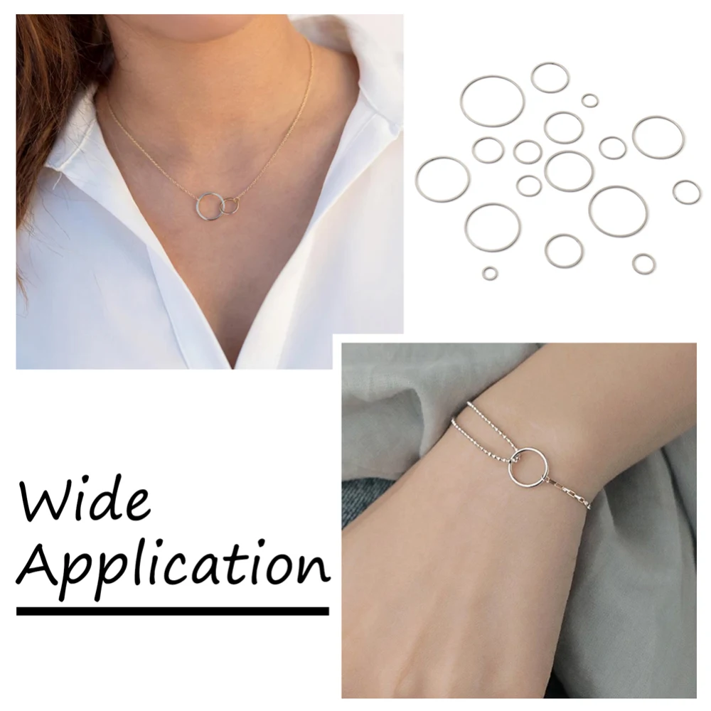 130pcs 13 Sizes Stainless Steel Circle Ring Connector Round Hoop Charms Link Ring For DIY Earrings Necklace Jewelry Making