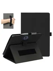 Premium PU Leather Folding Case with Pen Holder and Wrist Strap (Black)