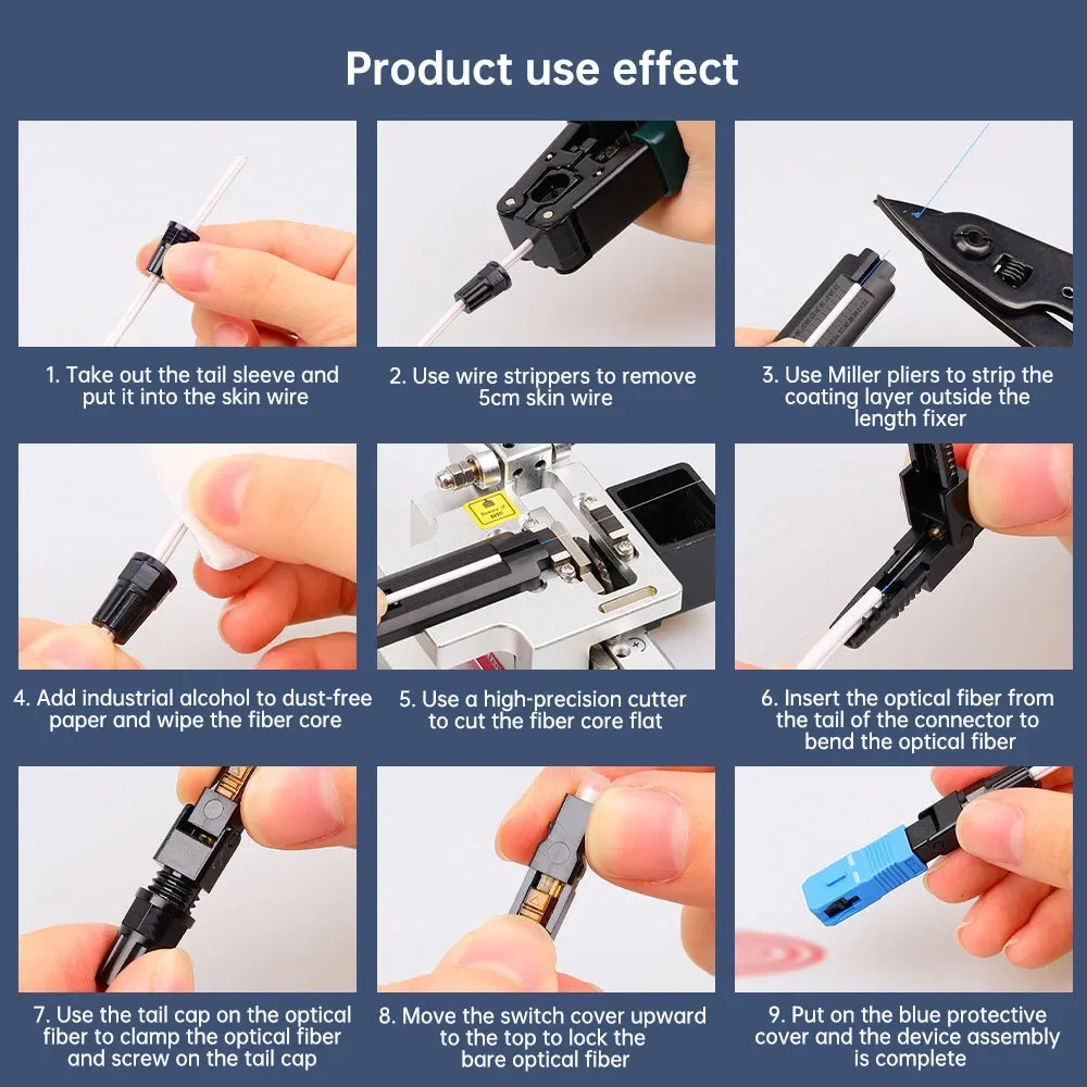 ZoeRax SC UPC Embedded Optic Fiber Quick Connector FTTH Reusable Fusion Fiber Optical Cold Coupler Adapter Connect Tools fiber optic adapter