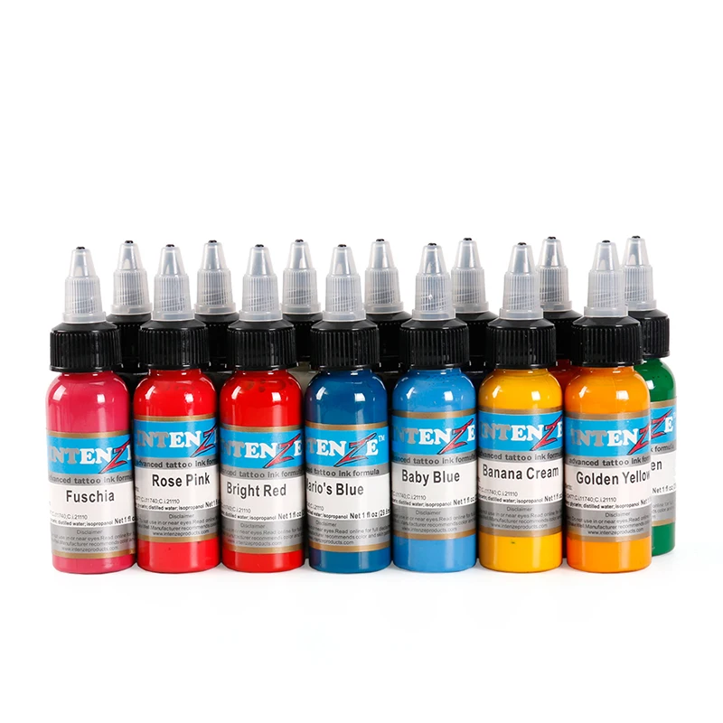 Professional Tattoo Ink Set 14 Complete Colors Pigment Kit 1 Oz (30ml) Tattoo Supply for Kit