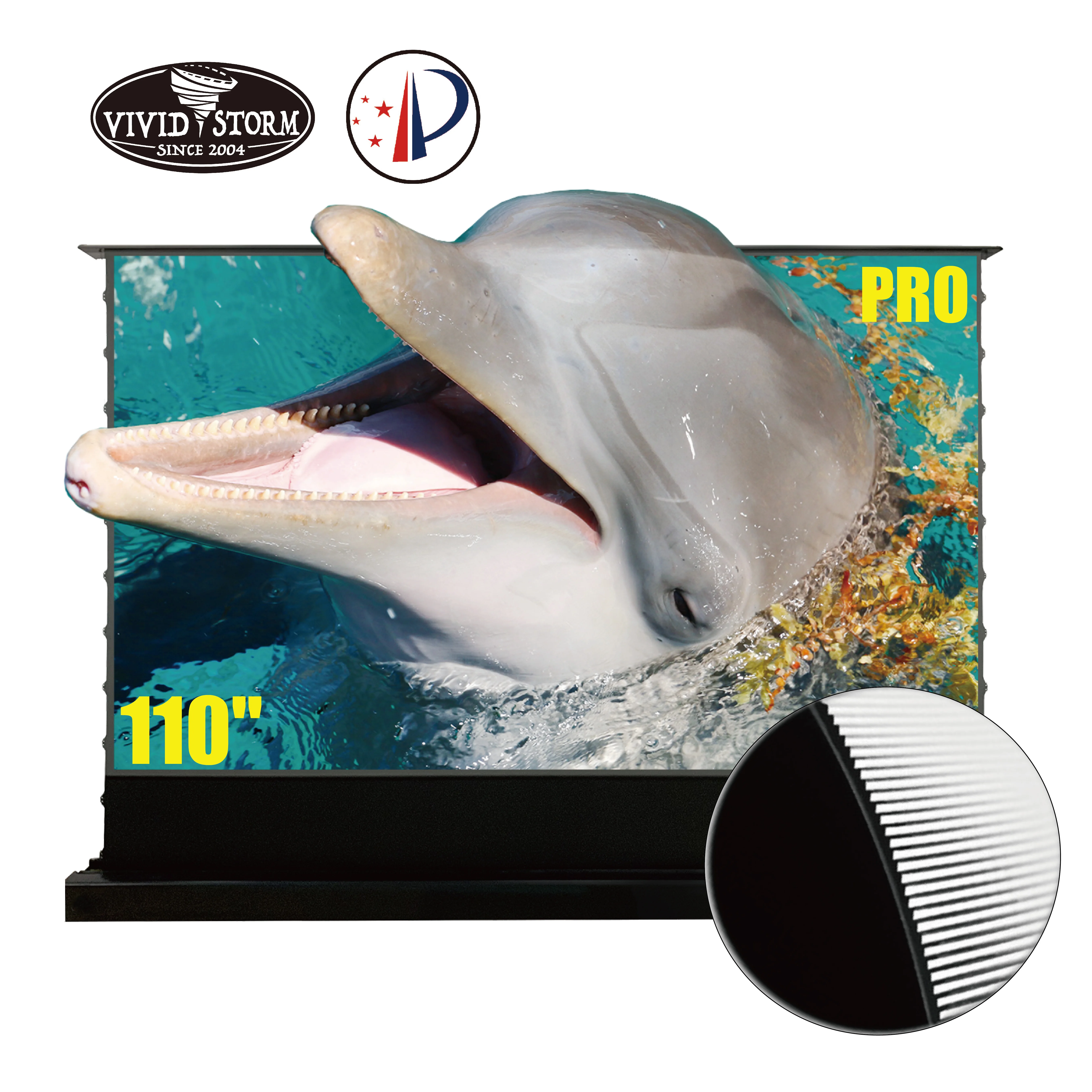Vividstorm Pro Schermo Da Pavimento Con Schermo Di Proiezione Elettrico Da 110 Pollici Per Proiettore Laser Ust Alr Campione Di Proiettore Ust 4K Moto