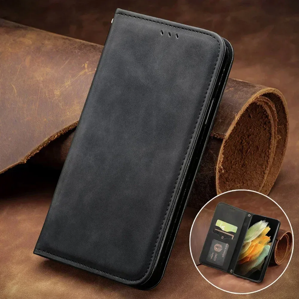 Luxury Magnetic Wallet Case - Smooth Book  with Elegant Design