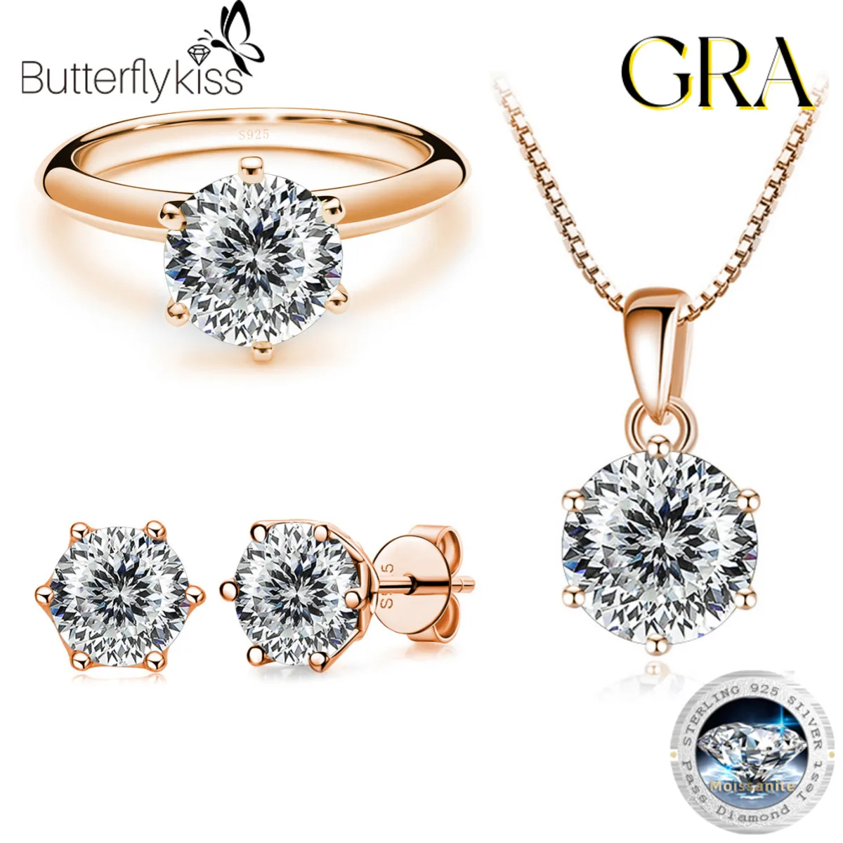 Комплект из колье, серёг и кольца, из серебра 925 пробы