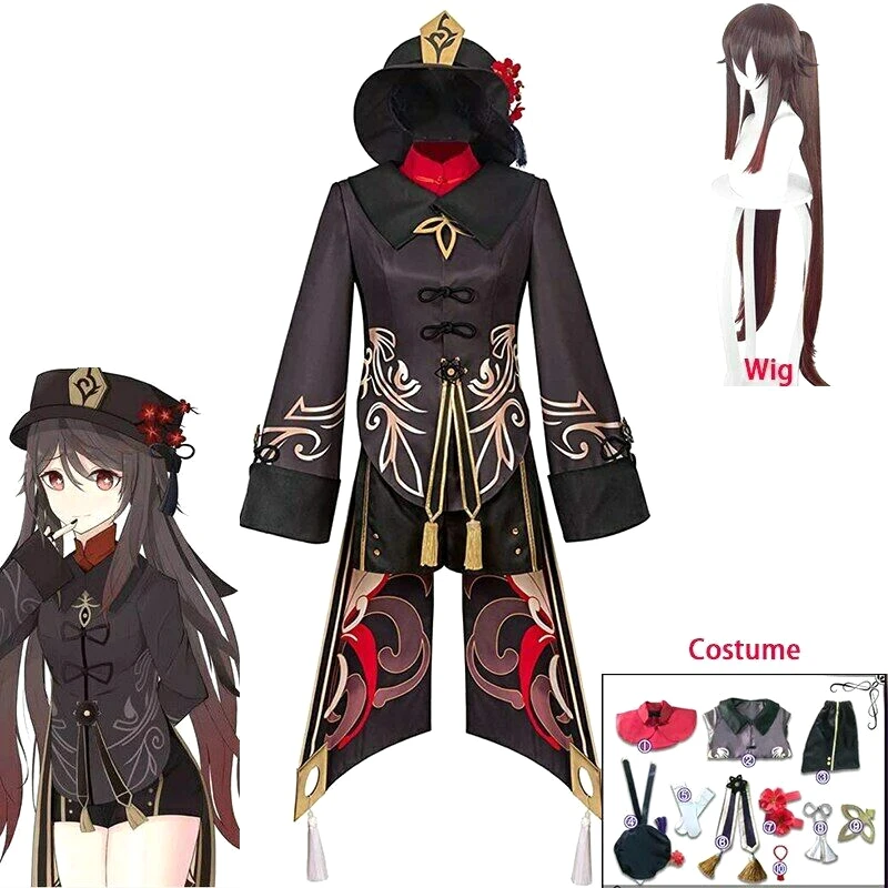 Jeu Genshin Impact Hutao Cosplay Costume Pour Femme, Uniforme, Perruque, Style Chinois, Halloween, Fête De Carnaval