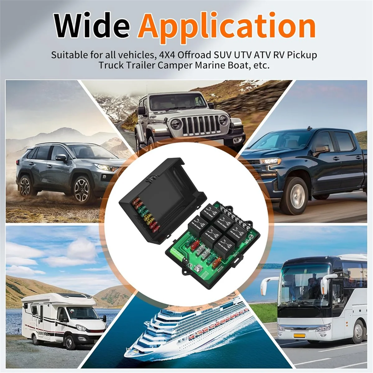 ABIY-New RB-R6F6-3 Car Relay Box Modified Socket Car Junction Box Fuse 12V Automotive Universal Fuse Panel