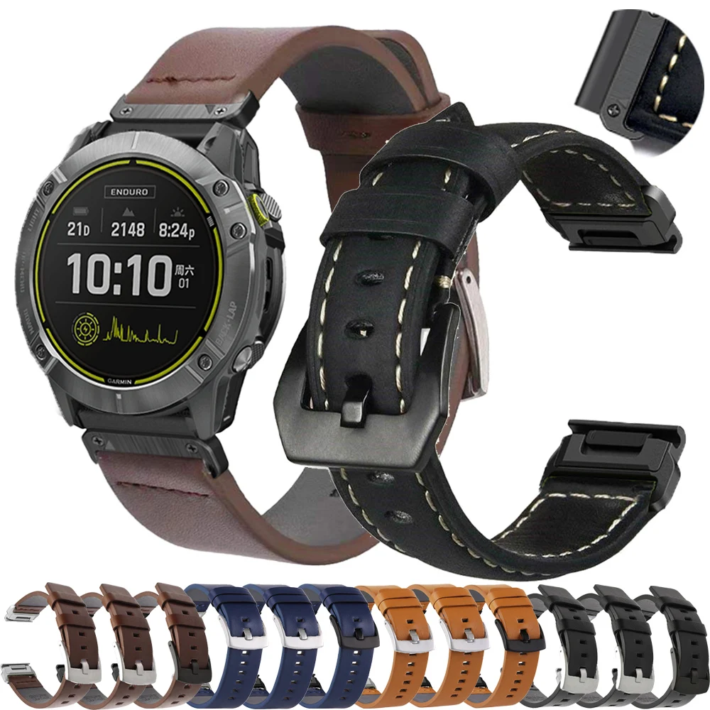 

Ремешок кожаный для смарт-часов Garmin Fenix7X 5 5xplus 6 6X Pro, 22/26 мм