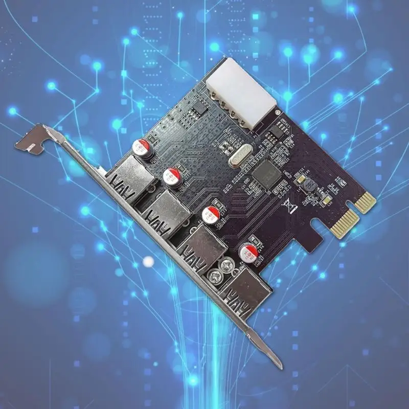 31BA 확장 카드 4 포트 USB3.0 PCIE 데스크탑 컴퓨터 확장 카드 어댑터 데스크탑 용 PCIe USB3.0 컨트롤러 어댑터