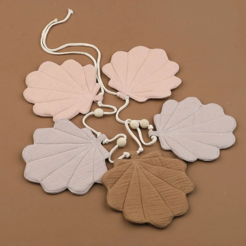Organic Cotton Leaf Shape Baby Room Wall Hanging Decor Baby Shower Party Garland Flag Bunting Hanging Banner Nursery Crib Decor Rainbow Wall Hanging Decor