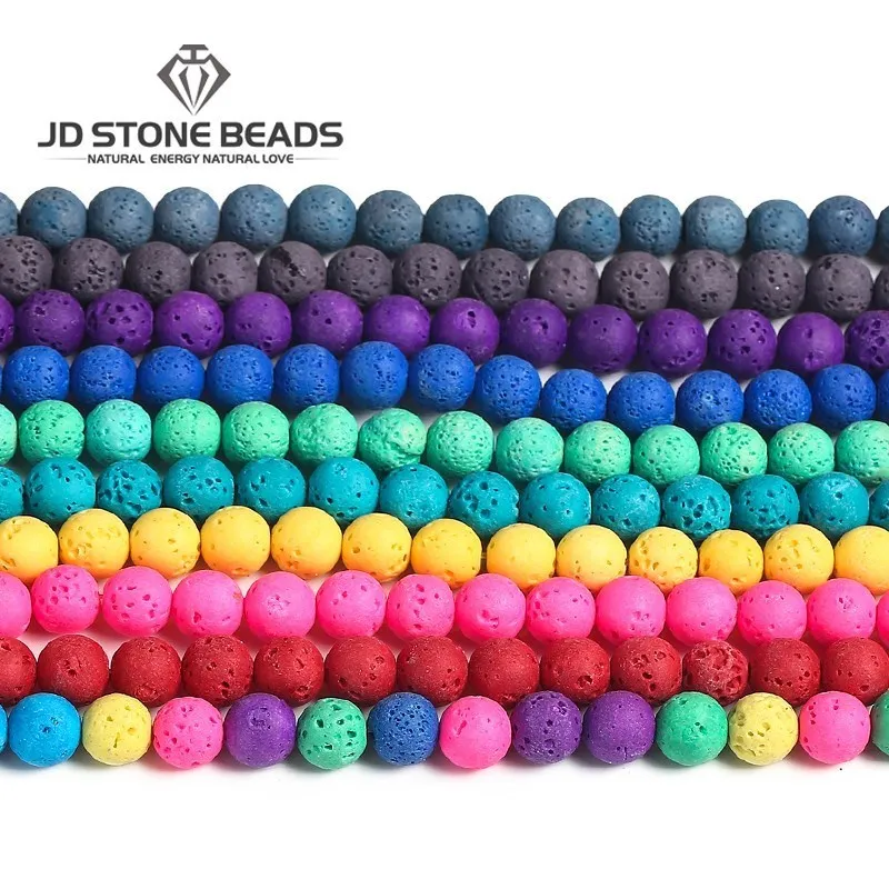 Wholesale Ice Volcanic Lava Stone Beads Round Loose Spacer Beads For