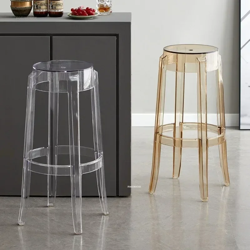 Nordic Transparent Acrylic Chair Crystal Bar Stool Home Kitchen Island Stool Plastic High Foot Chair Bar Counter StoolN