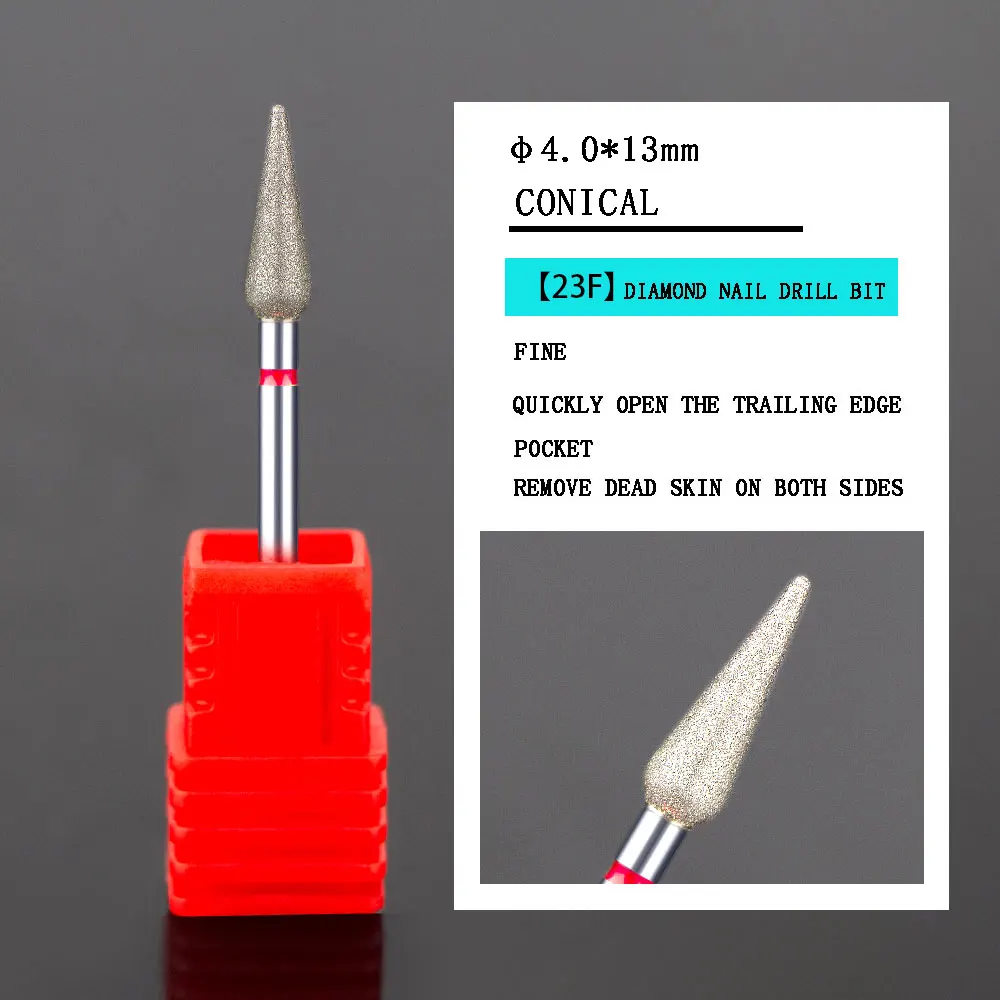 1Pcs Diamond Cuticle Clean Burr Nail Drill Bit For Manicure Round Cone Nail Drill Bits Russian Manicure Drills Accessories