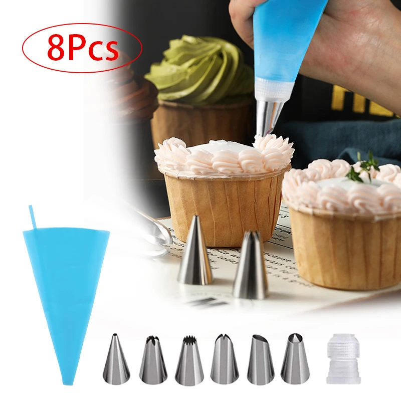 

5/8Pcs Cake Decorating Icing Piping Tips Pastry Nozzles For DIY Cookies Confectionery Cream Nozzle Silicone Kitchen Accessories