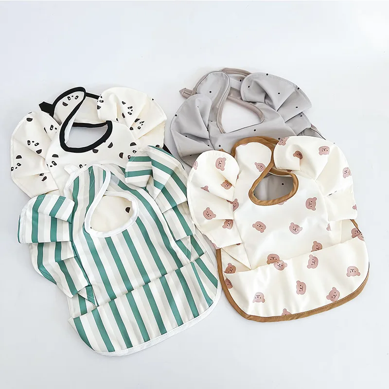 

Baby Food Pocket Angel Wings PU Waterproof Children's Bib Complementary Food Anti-dirty Saliva Pocket Baby Feeding Burp Cloth