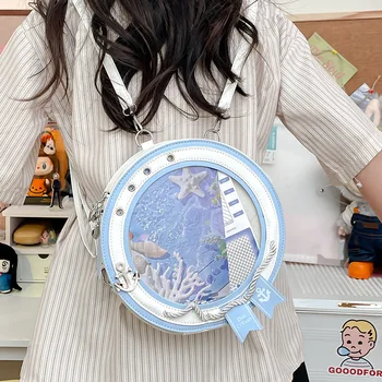 Single Shoulder Crossbody Backpack Womens Micro Appetite Pain Bag Small Pain Bag British Style Daily Navy Style Transparent Bag 1