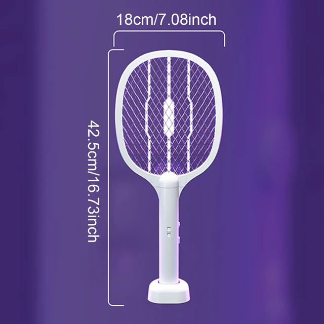 2 in 1 Bug Zapper Racket Handheld Electric Fly Swatter Safe Mosquito Swatter Rechargeable for Home Bedroom Office Indoor Outdoor 4