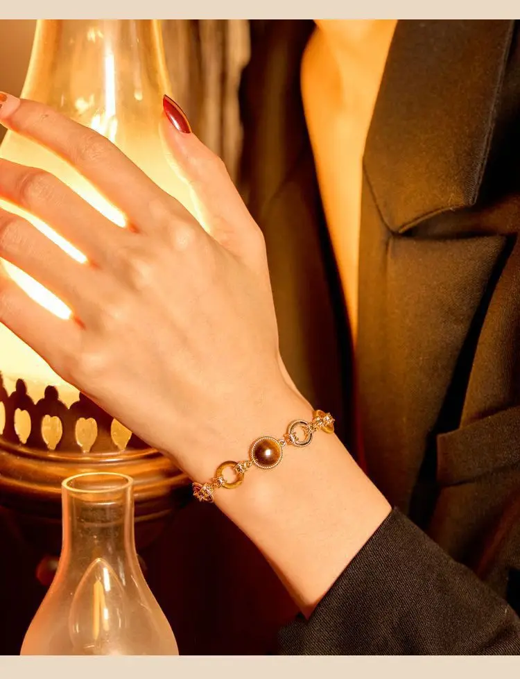 Ins Fashion 925 Silver Natural Tiger Cat's Eye Bangle Crystal Gemstone Adjustable Chain Bracelet Female Bijoux 9k Gold Jewelry