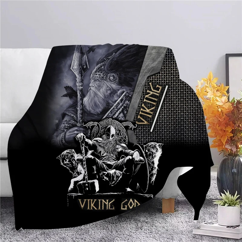 

Viking Warrior Flannel Blanket,Warm Soft Cozy Throw for Bedroom Bed Sofa Travel,teen Adult Black Home Decor Gift
