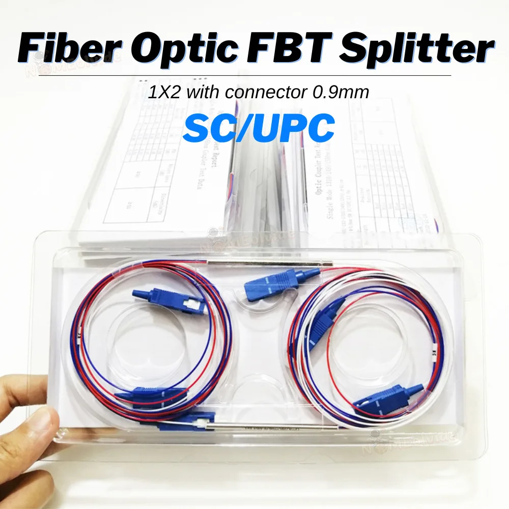 

10pcs Fiber Optic FBT Splitter SC UPC 1x2 With Connector 0.9mm Unbalanced Coupler Optional Split Ratio 10/90 45/55 20/80 50/50