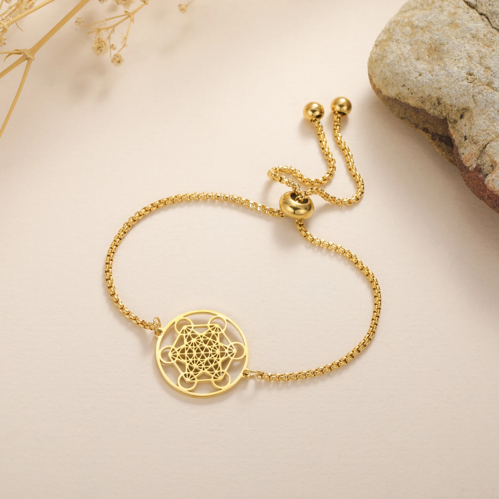 Collana Fiore Della Vita In Acciaio Inox Placcato Oro – Gioiello Simbolo Spirituale, Regalo Per Meditazione E Yoga - 4