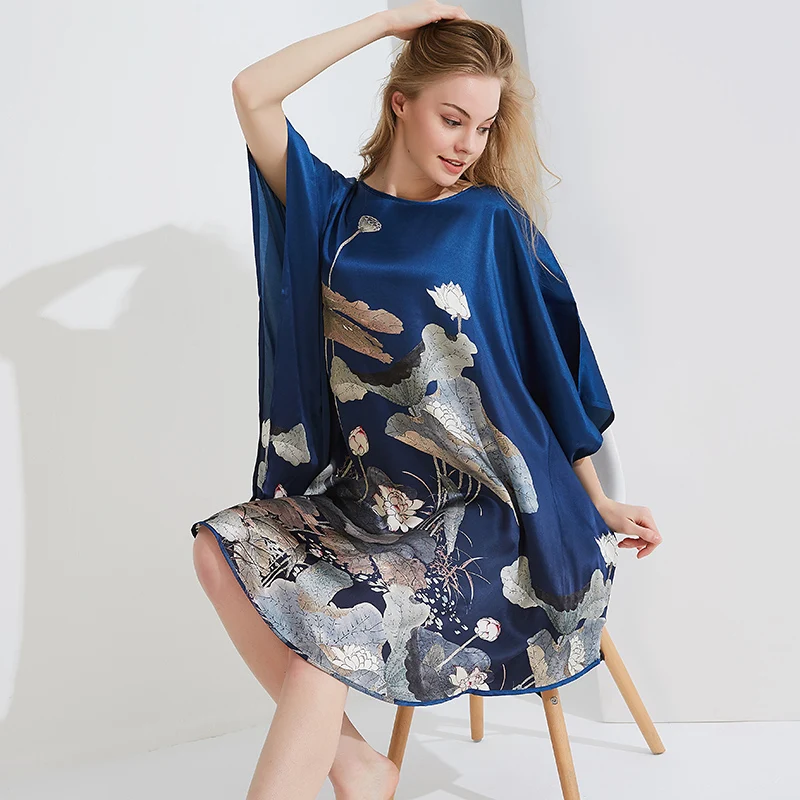 19 مللي متر 100% التوت الحرير قمصان النوم للنساء ملابس خاصة الحرير فستان سهرة طويل نايتي ريال حجم كبير السيدات بيجامة من الحرير 100 كجم