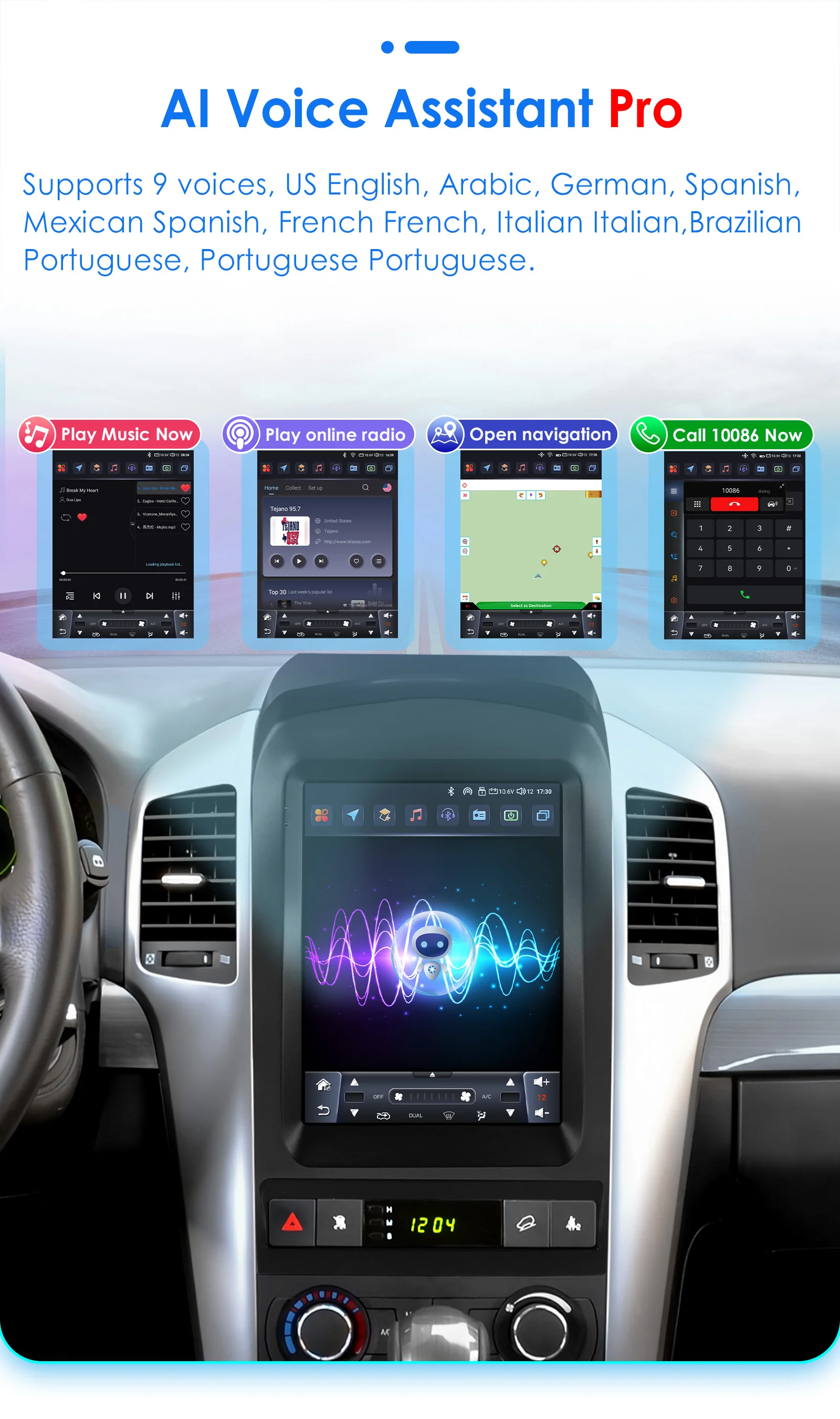 9,7 "Wireless Carplay Android 14 Autoradio für Chevrolet Captiva Sport 2006-2012 Multimedia-Player Autoradio 360 Kamera BT Bildschirm – Detail 20