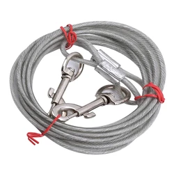 Durable Lengthened Steel Wire Dog Leash with Dual Metal Hooks - 10m (White)