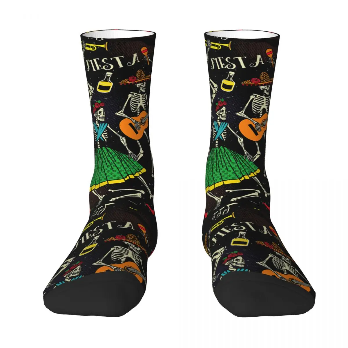 Mexican Skull ,Seamless Pattern With Skeletons Day Adult Socks,Unisex socks,men Socks women Socks halloween inflatable grave scene skeletons ghosts on dead tree with tombstone h