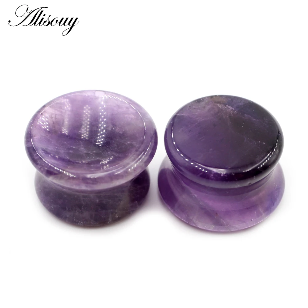 Ear Tunnels Plug Flesh Expander Stretcher Gauges Earrings Body Piercing Jewelry 2pcs Women Men Concave Natural Stones