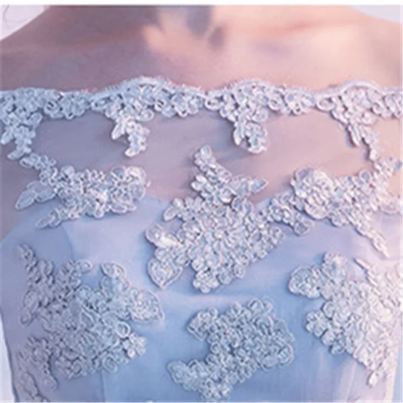 It's YiiYa Prom Gown Gray Short Sleeve Off The Shoulder Appliques Lace High Low Tea Length Party Formal Dress Plus size LX454