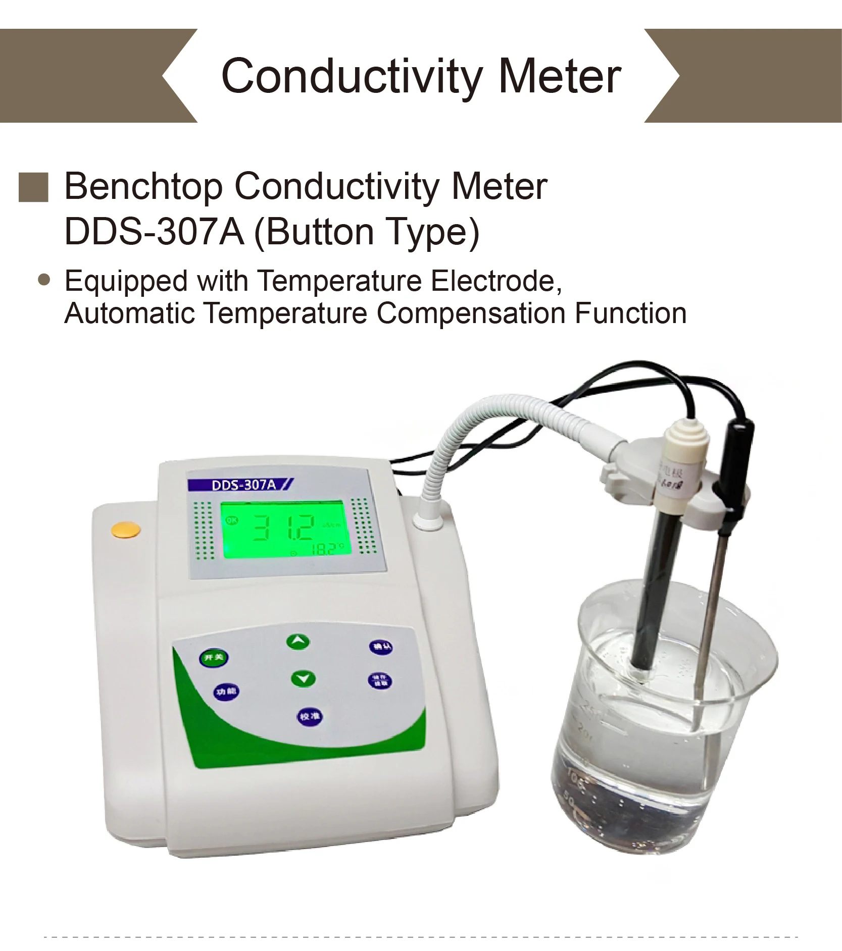 Benchtop Conductivity Meter DDS‑11A Digital Lab Instrument with Manual Temp Comp