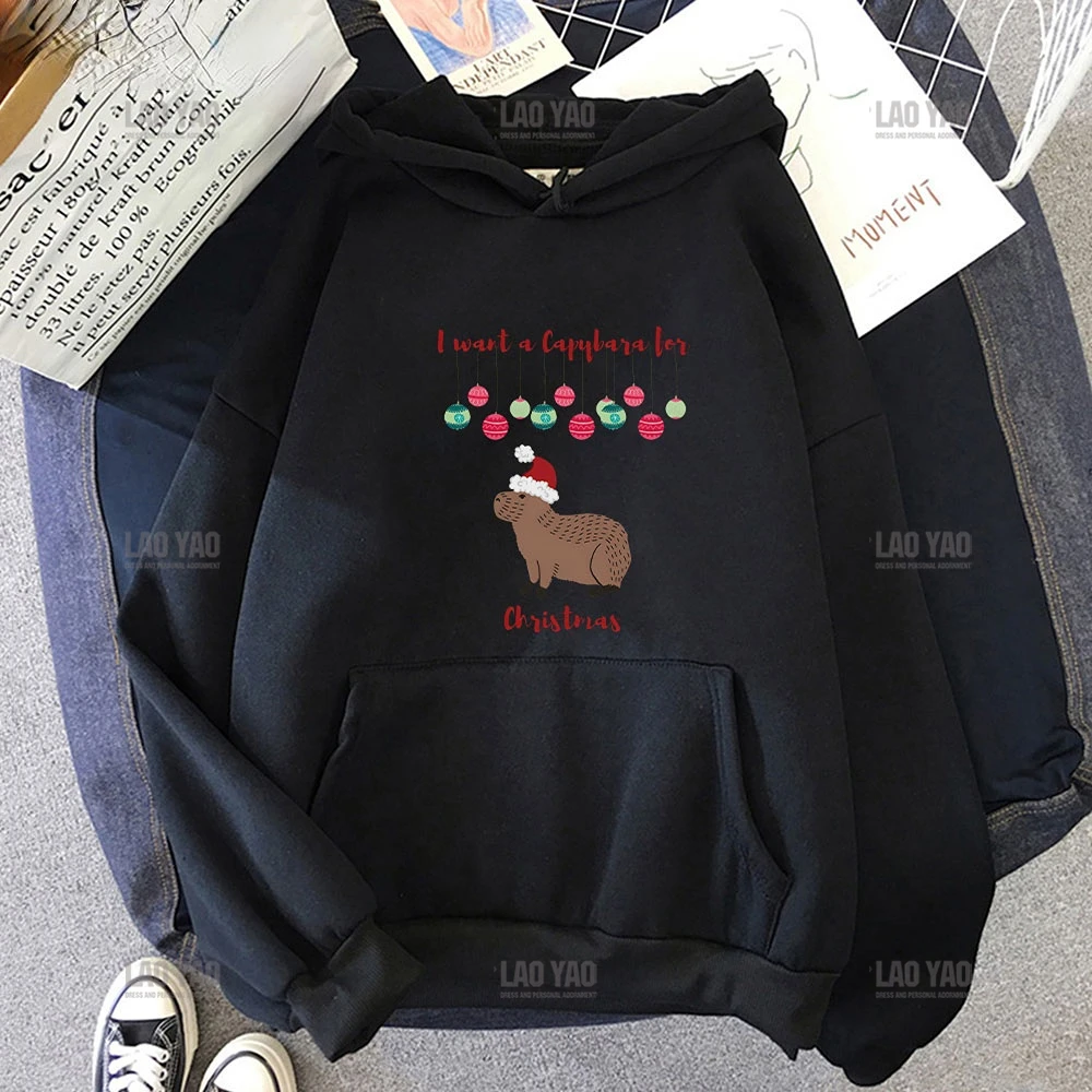 

I Want A Christmas Party Hoodie Autumn/winter Harajuku Vintage Hoodie and Kawaii Ladies Long Sleeve Thermal Tracksuit