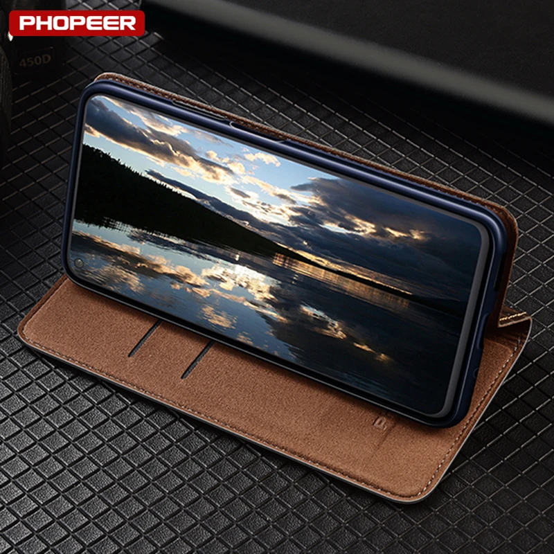 Genuine Leather Flip Magnetic Wallet Phone Case Cover