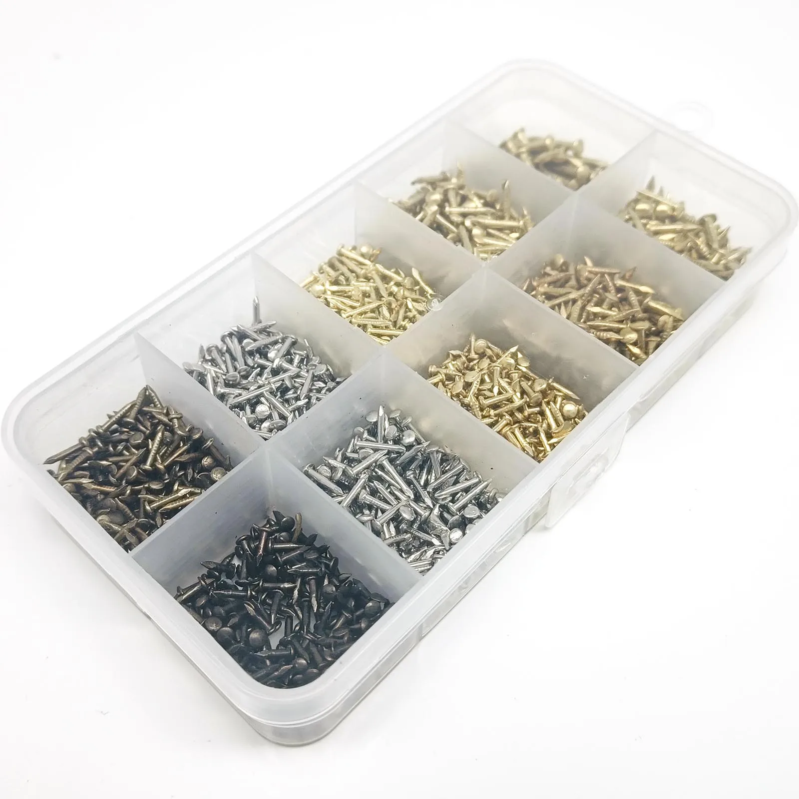 Micro Small Mini Iron Nail Tack for Jewelry Box Wine Case Dollhouse Hinge DIY Golden Silver Antique Brass Bronze 1700pcs/set