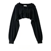Hoodie Female Hoodie Personality Irregular Crop Ultra Short Style Long Sleeve Top Female Drop Shipping Sweatshirt Y2k Clothes - Image 4