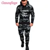 Autumn Men Custom Your Logo Tracksuit Sport Set Camo Printed Hoodies Coat + Pants Sportwear Suit Outdoor Running Jogging Sets 4