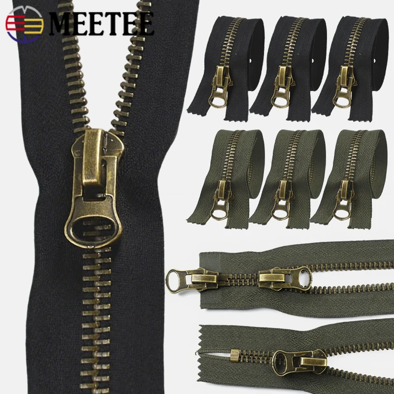 2피스 미티 8 12-120cm 개폐식 금속 지퍼 재킷 다운 더블 슬라이더 지퍼 백팩 교체용 지퍼 재봉 액세서리