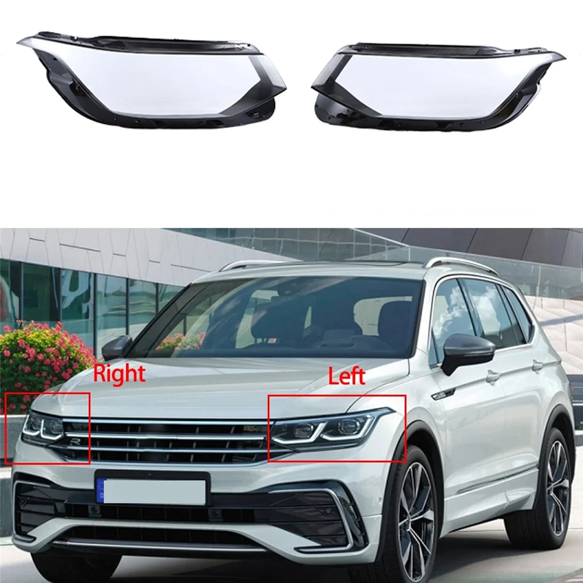 

Задняя крышка для головной лампы VW Tiguan L 2022, прозрачный абажур, корпус фары, органическое стекло, замена справа