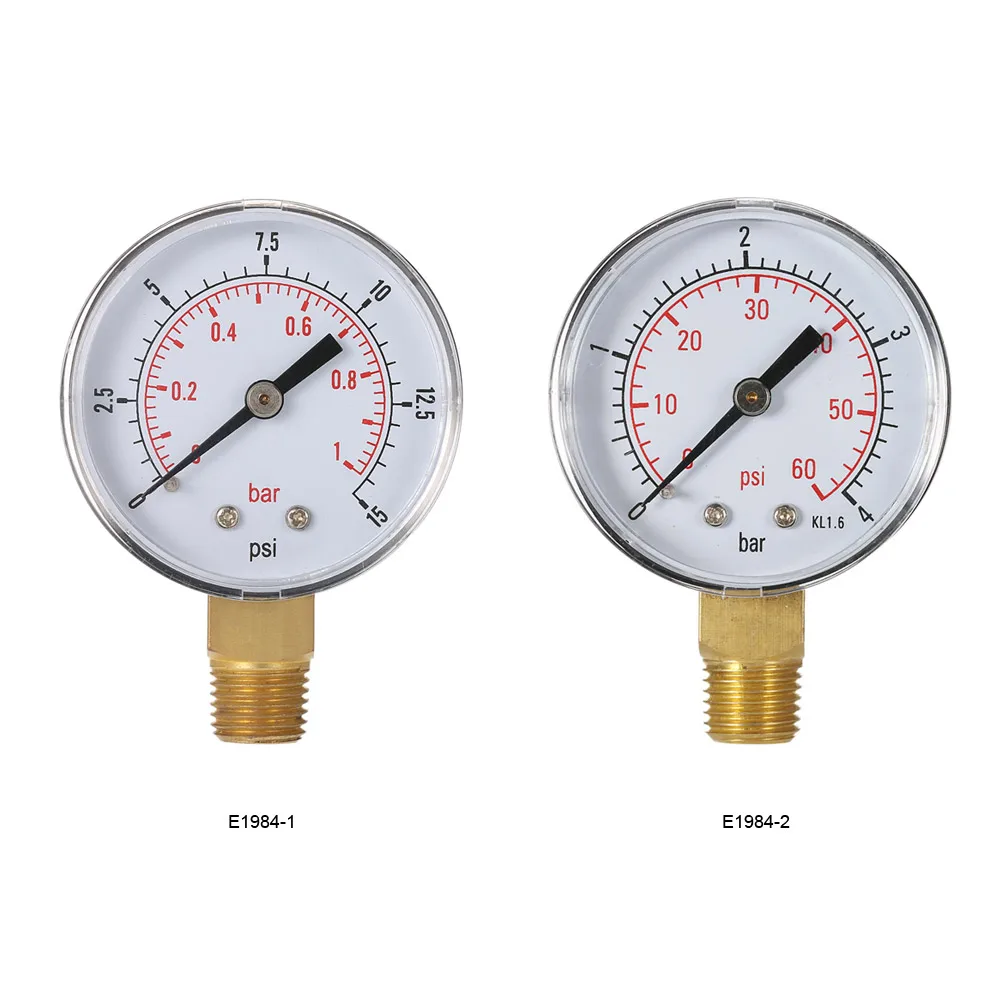 액체 충전식 압력계 50mm 수영장 필터 수압 유압 압력계 마노미터 1/4인치 NPT 나사산 미터