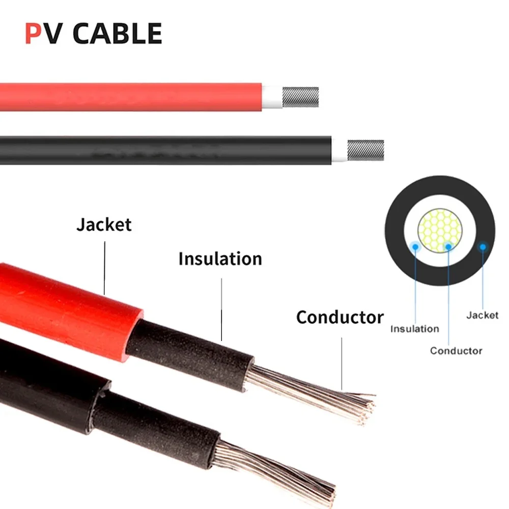 PVC Insulated Electrical Solar Connector Cables PV Cable 8AWG 10AWG 12AWG 14AWG 2.5mm2 4mm2 6mm2
