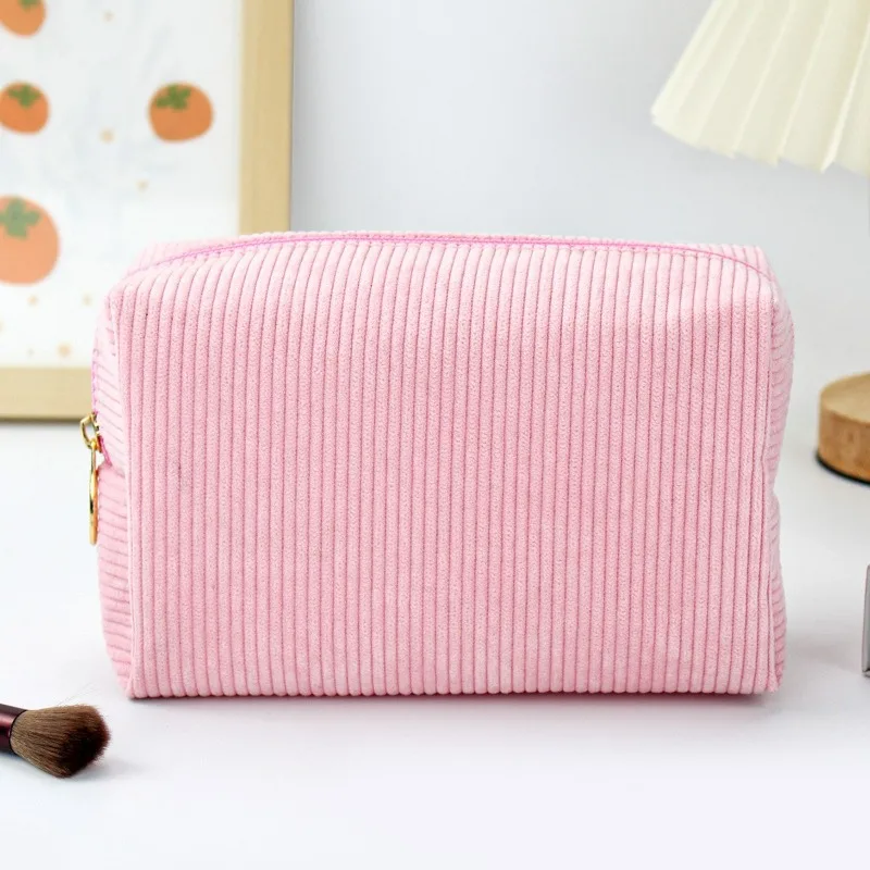 New Corduroy Women's Octagonal Makeup Bag Large Capacity Portable Handheld Storage Bag Travel Toilet Bag MS04
