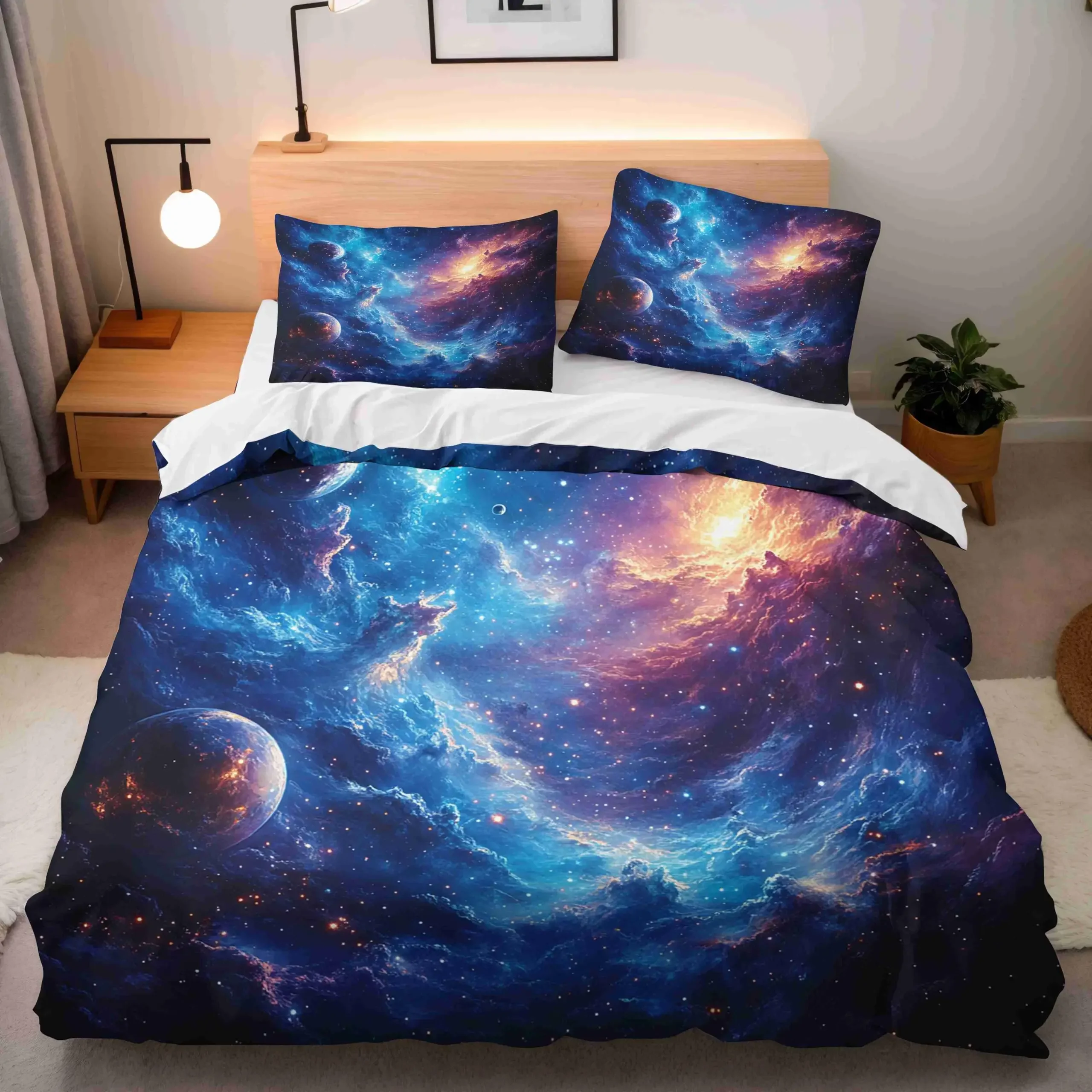 Science Fiction Bedding Duvet Cover Twin Size Starry  3D Printed Decor Bed Set Soft Microfiber Bedding set