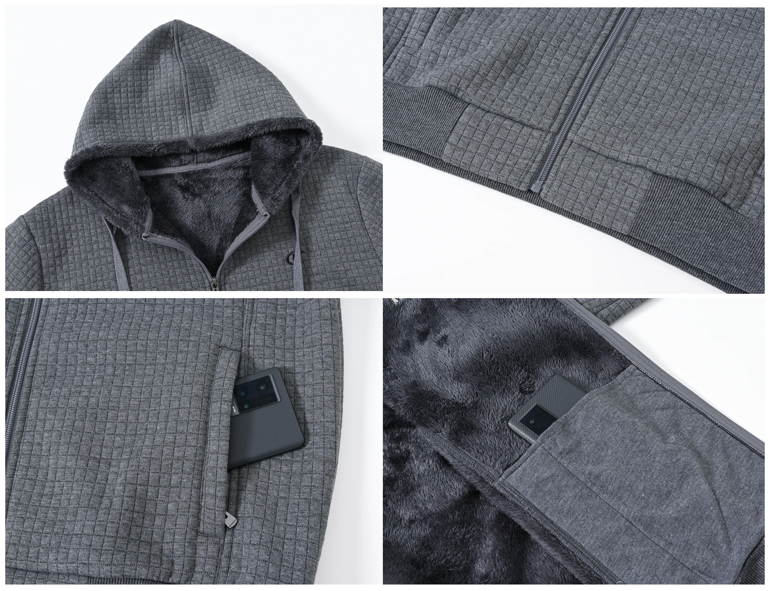 Herren Winter warme Jacken lässig Kapuze Plaid Shirts dicke Wind jacke Mantel Kapuze Mode Streetwear 5xl – Detail 12