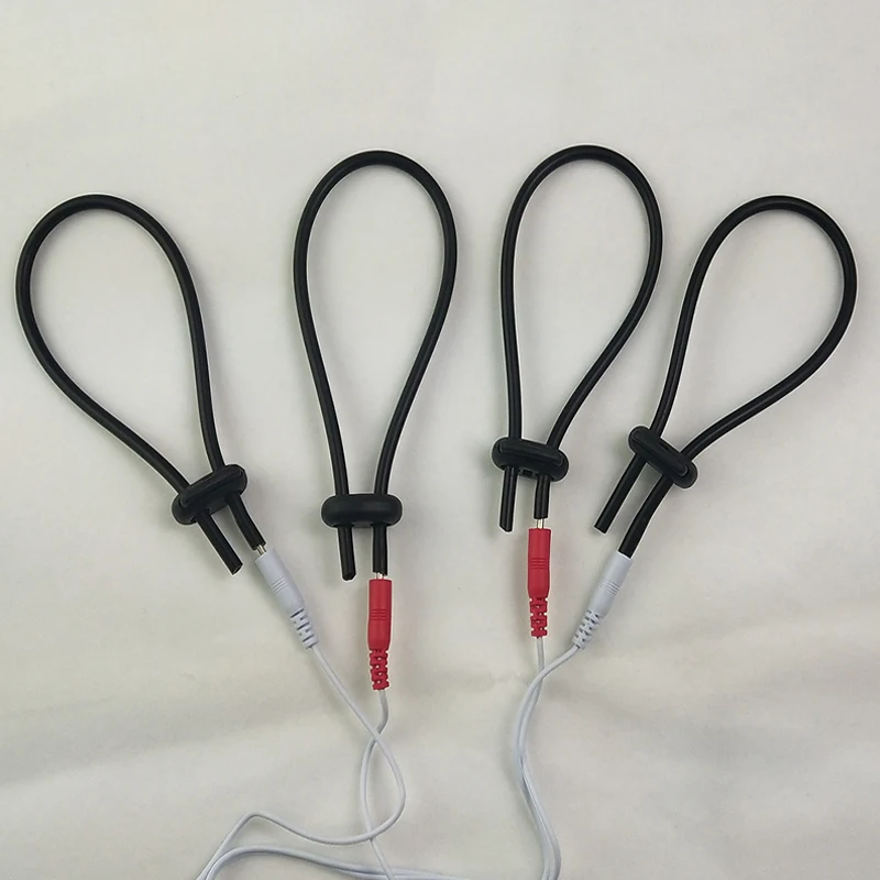 E-Stim Monopolar Conductive Loops Cock Rings Electrosex Penis Ring Rubber Tube TENS Unit Electrodes Medical Sex Toys For Men