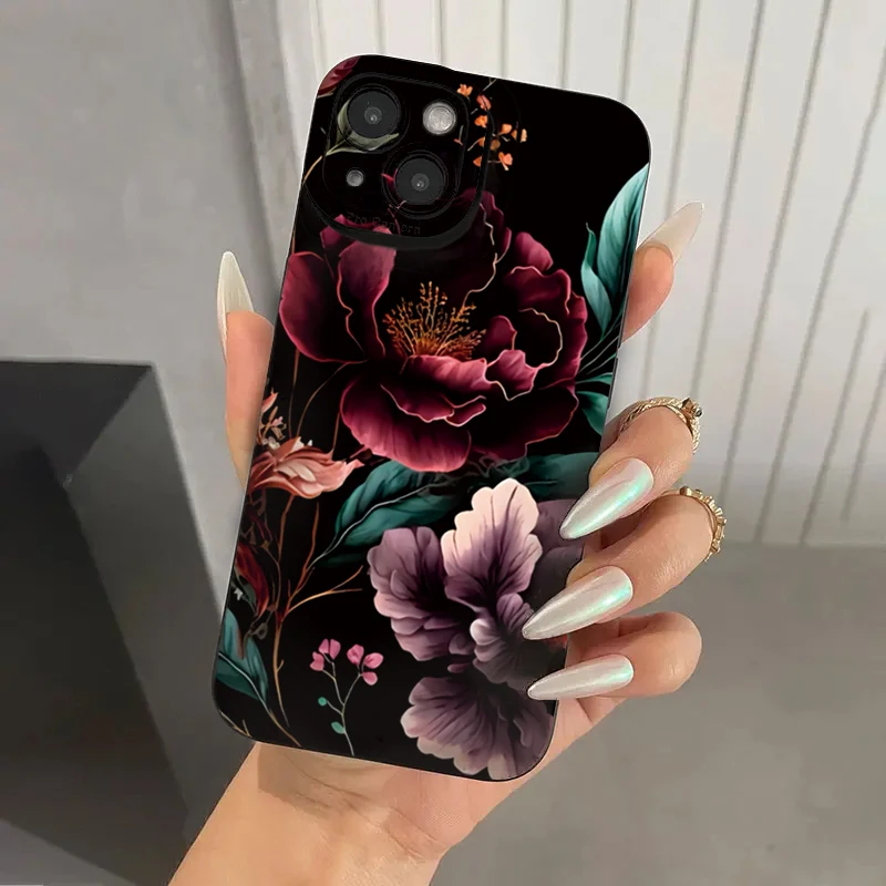 Vintage Floral Pattern Soft TPU Protective Phone Case Cover