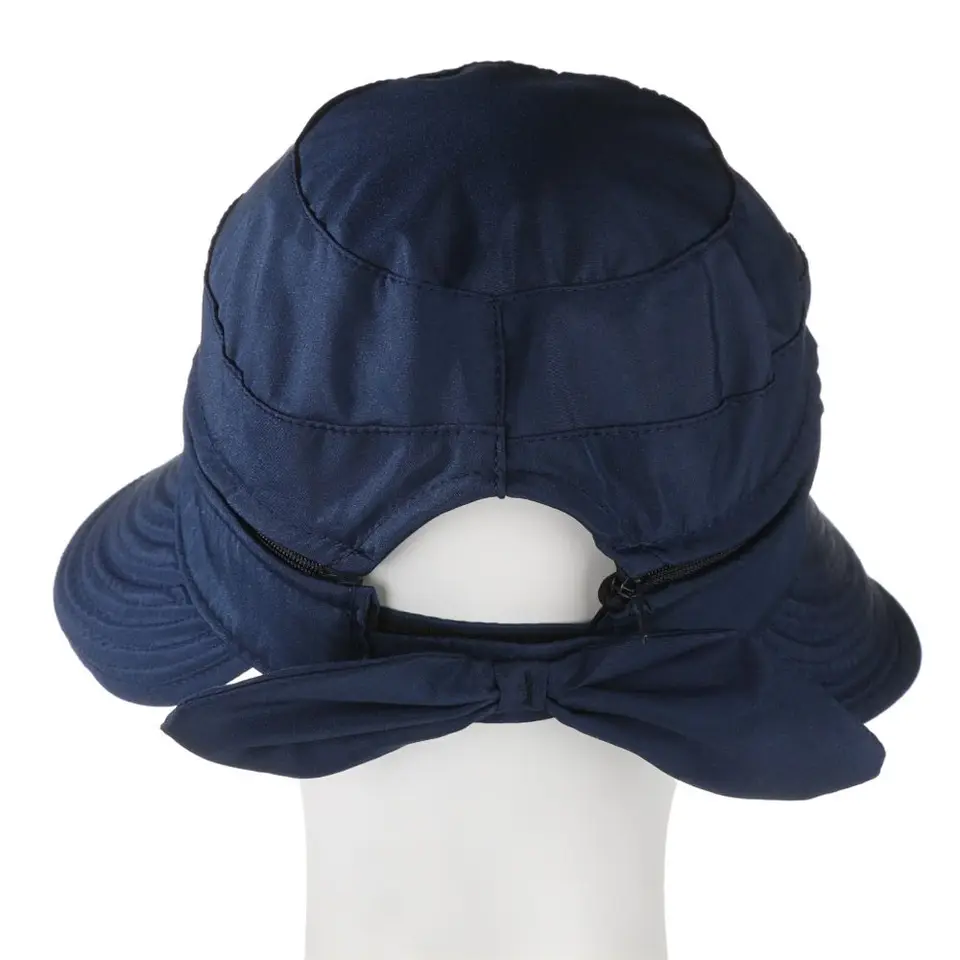 Chapeau De Soleil Pliable Femme à Large Bord Anti-UV – Casquette Visage Zip Amovible, Trou Queue De Cheval, Vert