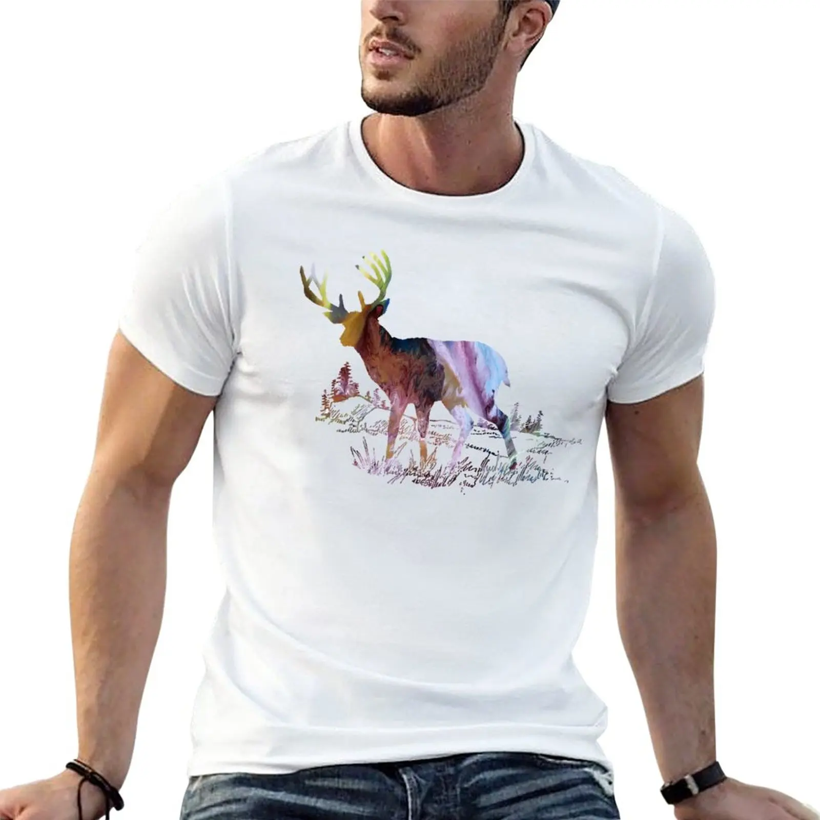 

Deer T-Shirt Tee shirt T-shirt short custom t shirt Men's cotton t-shirt