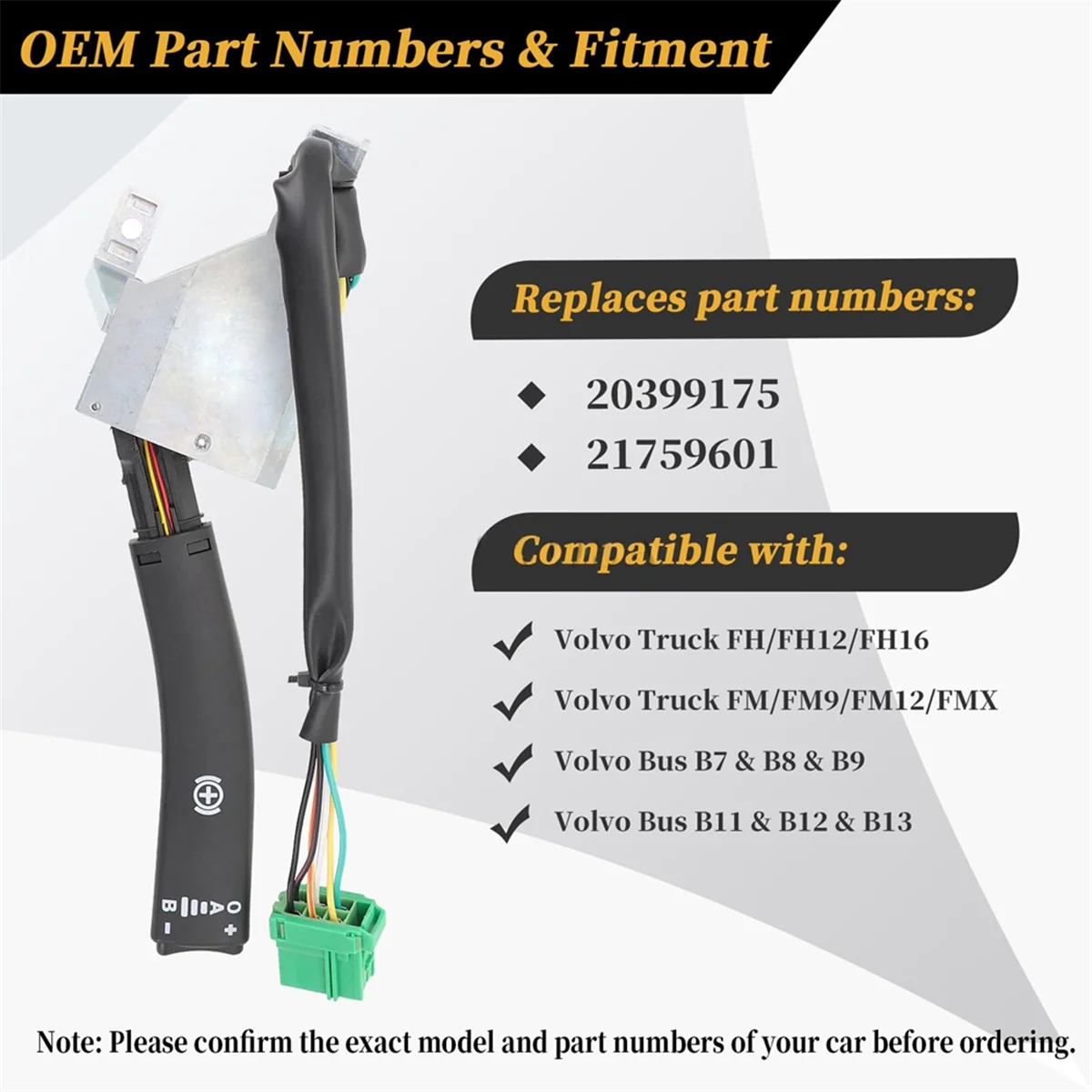 For 20399175 21759601 Engine Exhaust Brake Switch Headlight Steering Column Switch Truck Spare Parts